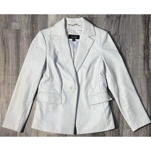Wilson Leather Pelle Studio Winter White Leather Blazer Jacket - Size Medium